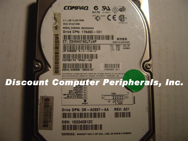 COMPAQ 176493-001 - 9.1 GB UW SCSI 68 PIN 10KRPM BD0096349A ST39