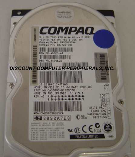COMPAQ 180721-001 - 9.1GB 7200RPM 3.5 LP SCSI SCA 80PIN BB009135