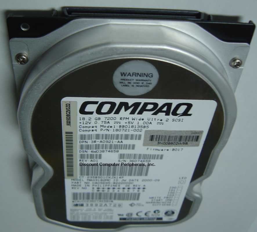 COMPAQ 180721-002 - 18.2GB 7200RPM ULTRA 2 SCSI  80PIN IN TRAY B