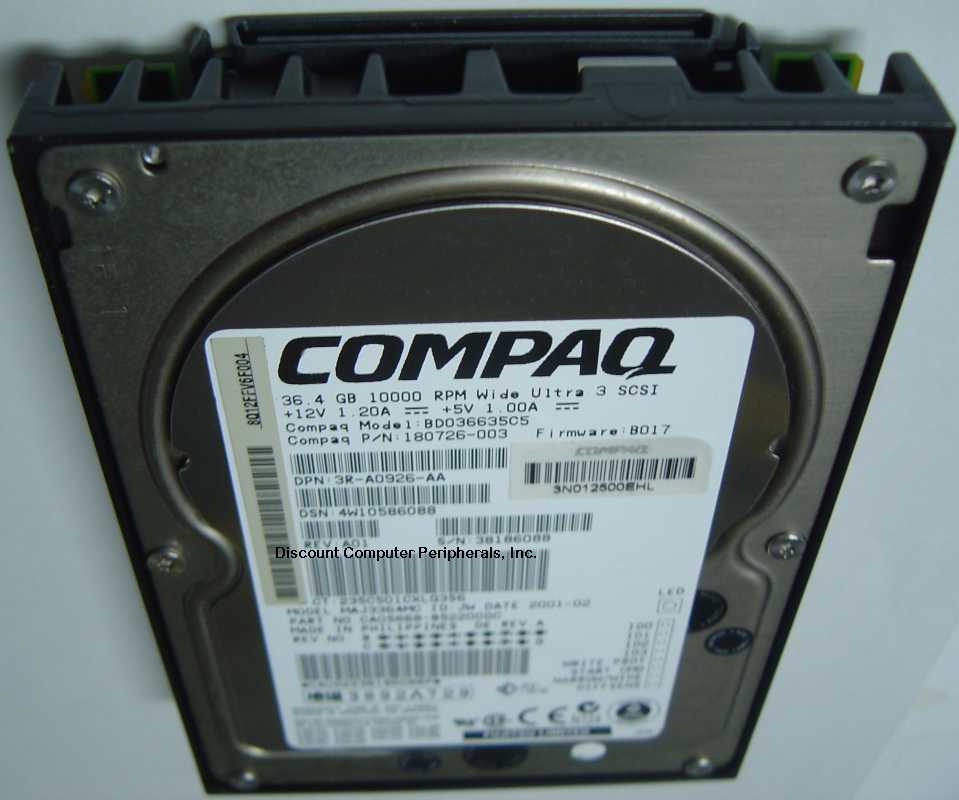 COMPAQ 180726-003 - 36.4GB 10K RPM U160 SCSI 80PIN IN TRAY BD036