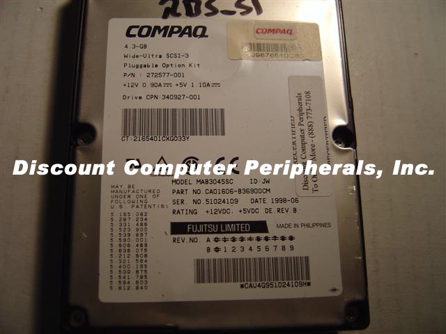 COMPAQ 272577-001 - 4.5GB 3.5IN SCSI 80PIN Hard Drive