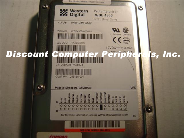 COMPAQ 295155-001 - 4.3GB 3.5IN SCSI 80 PIN WDE4360