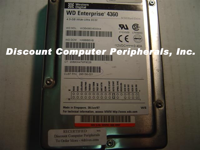 COMPAQ 295156-001 - 4.3GB 3.5 LP SCSI WIDE 68PIN WDE4360-6005A4
