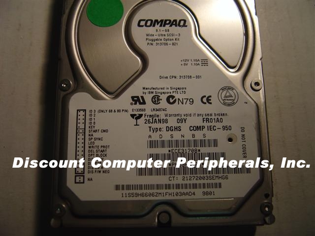 COMPAQ 313708-001 - 9.1GB 3.5IN SCSI 80PIN DGHS-09Y no tray