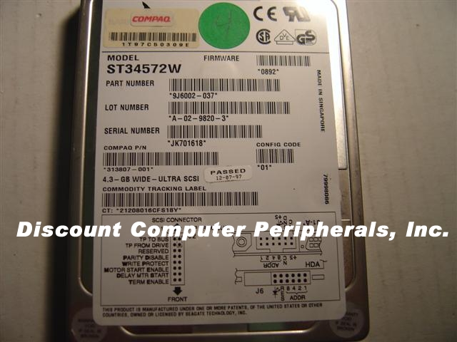 COMPAQ 313807-001 - 4GB 3.5IN 3H SCSI WIDE 68PIN ST34572W - Call