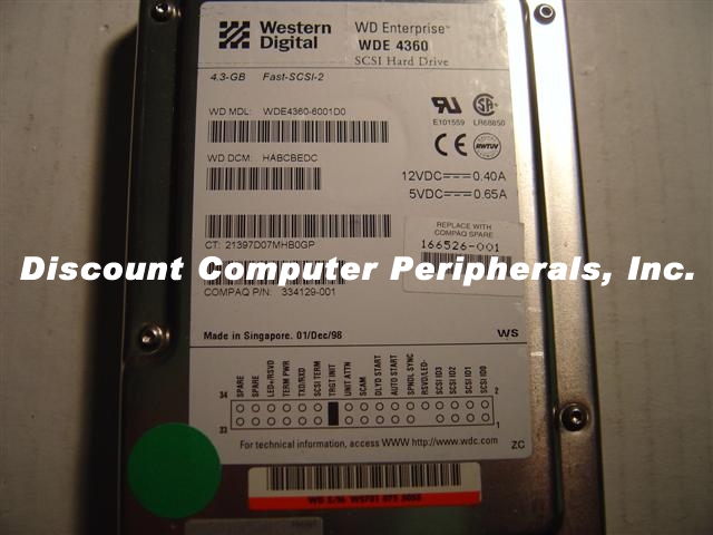 COMPAQ 334129-001 - 4.3GB 3.5IN SCSI 50 PIN WDE4360-6001D0 - Cal