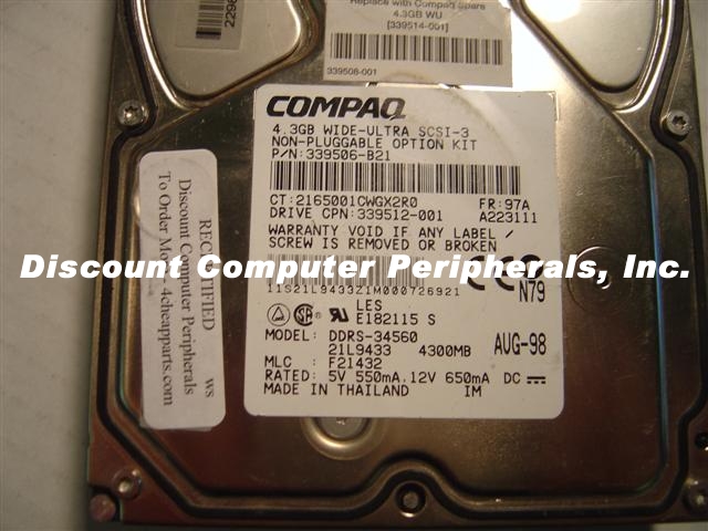 COMPAQ 339512-001 - 4.5GB 3.5IN SCSI 68PIN DDRS-34560 - Call or