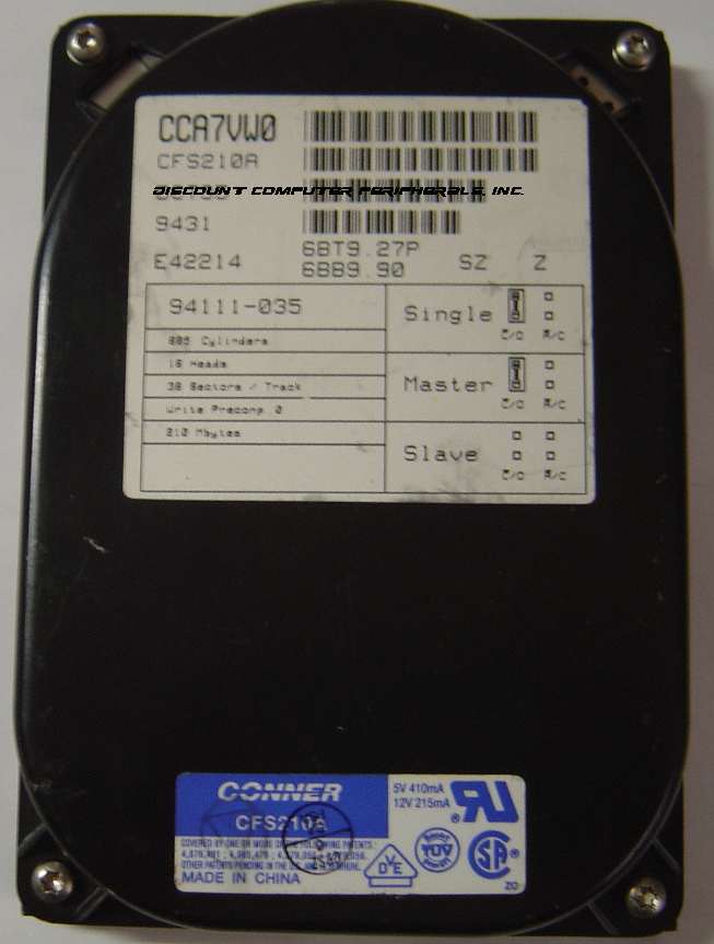 CONNER CFS210A - CONNER CFS210A NOS New Old Stock 210MB 3.5IN ID