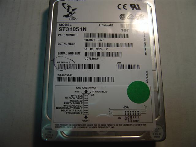 DEC RZ26N-E - 1.0GB 3.5IN SCSI 50PIN - Call or Email for Quote.