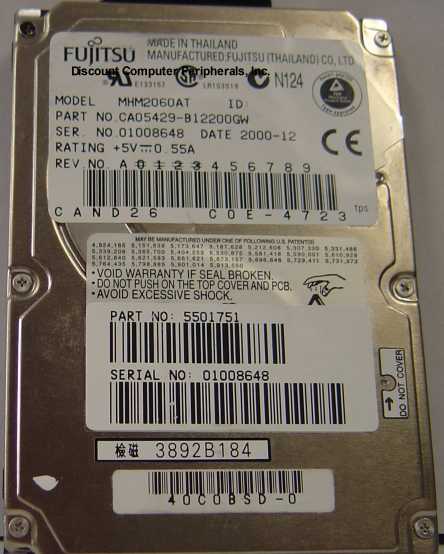 FUJITSU MHM2060AT - 6GB ATA-33 4200RPM 2.5in 9.5MM IDE - Call or