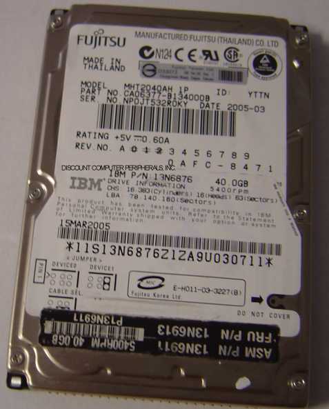 FUJITSU MHT2040AH - 40GB 5400 RPM IDE ATA100 2.5" Hard Drive