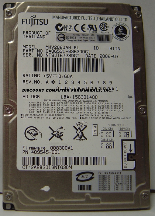 FUJITSU MHV2080AH - 80GB 5400 RPM IDE Ultra ATA100 2.5"