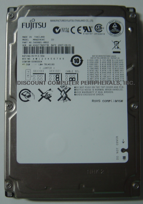 FUJITSU MHW2040AC - 40GB 2.5 inch 4200RPM ATA-133 9.5MM IDE LAPT