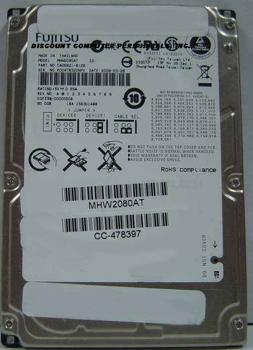 FUJITSU MHW2080AT - 80GB 2.5in 4200RPM ATA-100 IDE LAPTOP Drive