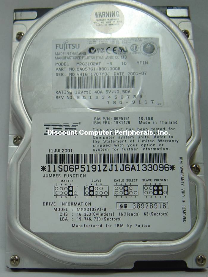 FUJITSU MPG3102AT - 10.2GB 5400 RPM ATA-100 3.5in IDE