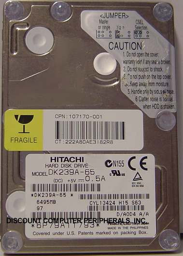 HITACHI DK239A-65 - 6.5GB 4200RPM ATA-33 2.5IN IDE LAPTOP - Call