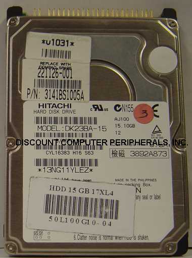 HITACHI DK23BA-15 - 15GB 4200RPM ATA-66 2.5IN 9.5MM IDE