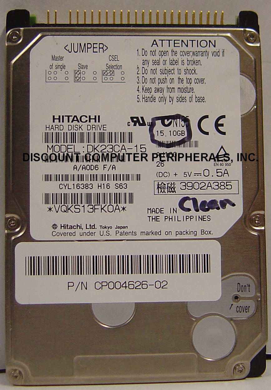 HITACHI DK23CA-15 - 15GB 4200 RPM ATA-100 2.5IN IDE - Call or Em