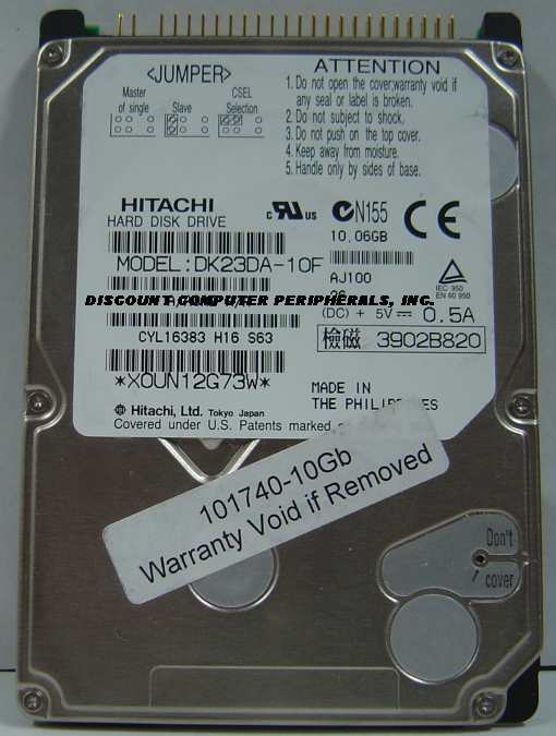 HITACHI DK23DA-10F - 10GB 2.5IN 9.5MM 4200RPM ATA-100 IDE - Call