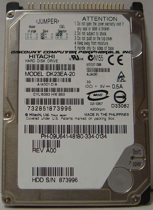 HITACHI DK23EA-20 - 20GB 4200RPM ATA-100 9.5MM 2.5IN IDE