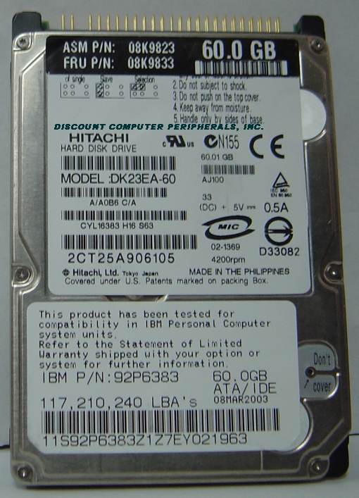 HITACHI DK23EA-60 - 60GB 4200RPM ATA-100 9.5MM 2.5IN IDE