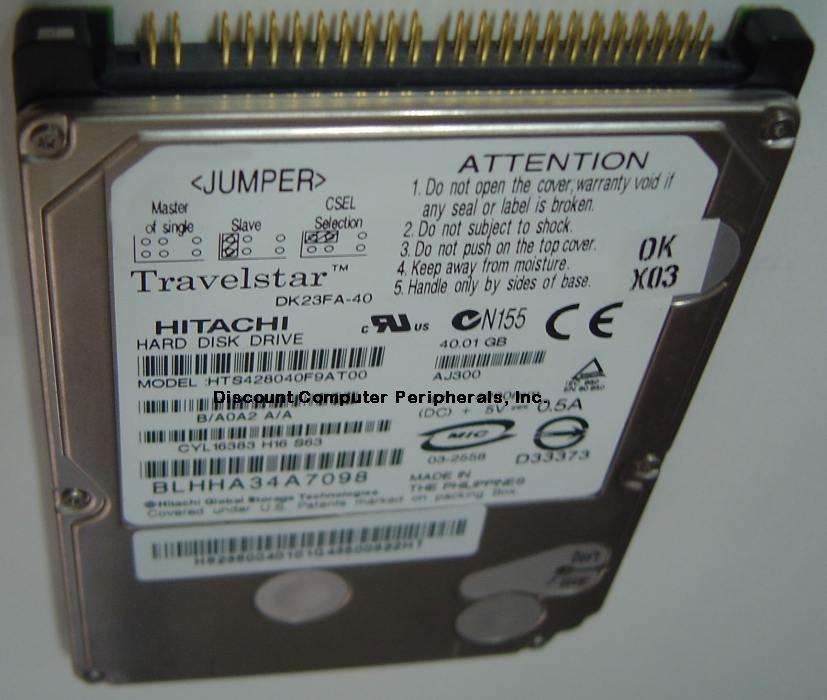 HITACHI DK23FA-40 - 40GB 9.5MM 4200RPM ATA-100 IDE 2.5 INCH