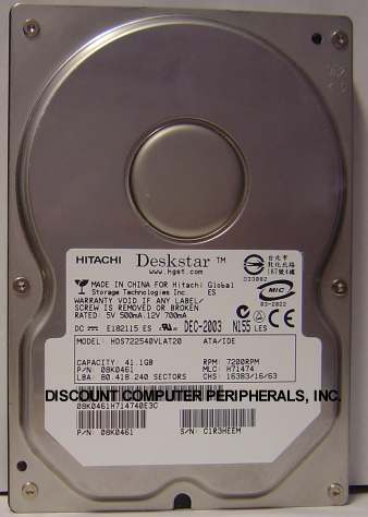 HITACHI HDS722540VLAT20 - 41GB 7200 RPM ATA-100 3.5 IDE - Call o
