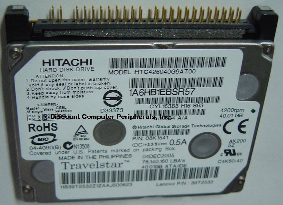 HITACHI HTC426040G9AT00 - 40GB ATA-100 9.5MM IDE 4200RPM 1.8in D