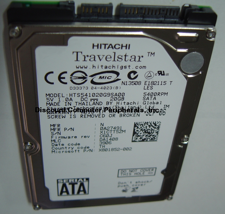 HITACHI HTS541020G9SA00 - 20GB 5400RPM SATA-1.5GBS 2.5 INCH