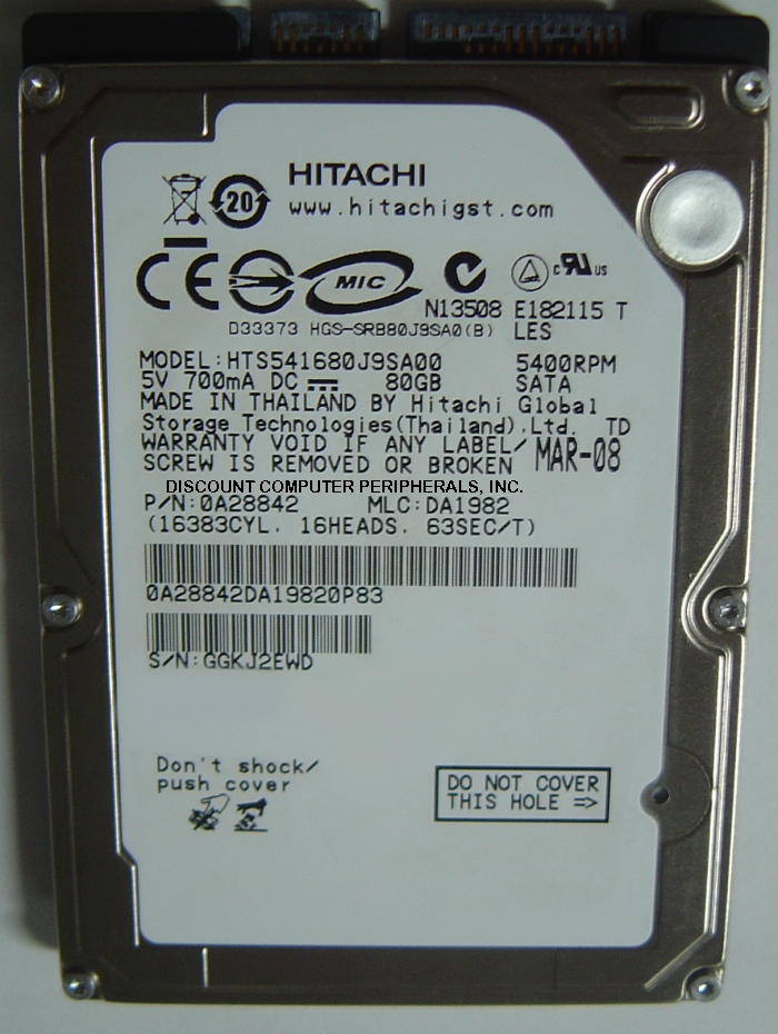 HITACHI HTS541680J9SA00_NEW - 80GB 5400RPM SATA-150 2.5 INCH LAP