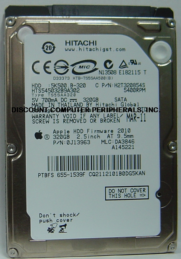 HITACHI HTS545032B9A302 - 320GB 5400RPM SATA-300 9.5MM 2.5 INCH