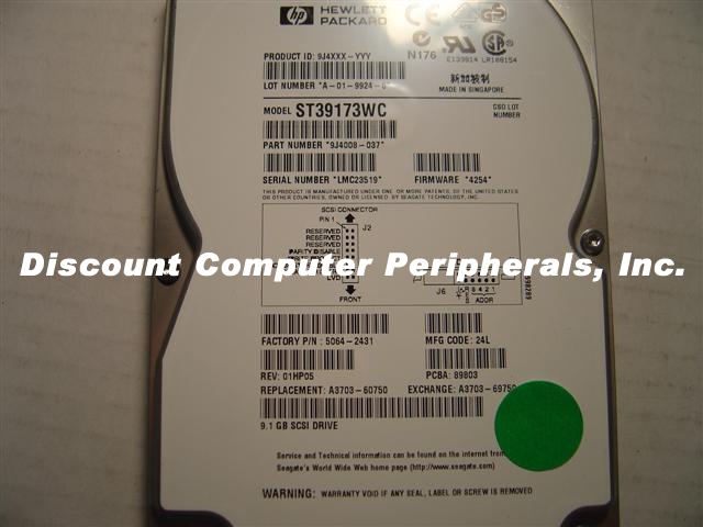 HEWLETT PACKARD 5064-2431 - 9.1GB 7200RPM 3.5IN SCSI SCA 80PIN A