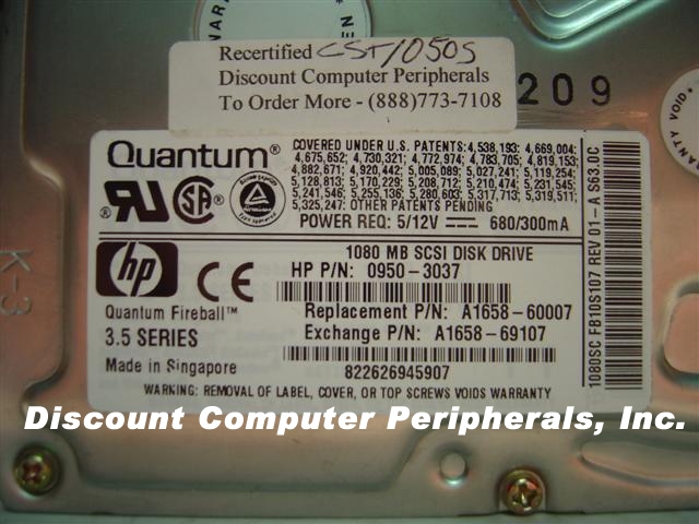HEWLETT PACKARD A1658-60007 - 1GB 3.5IN LP SCSI 50PIN - Call or