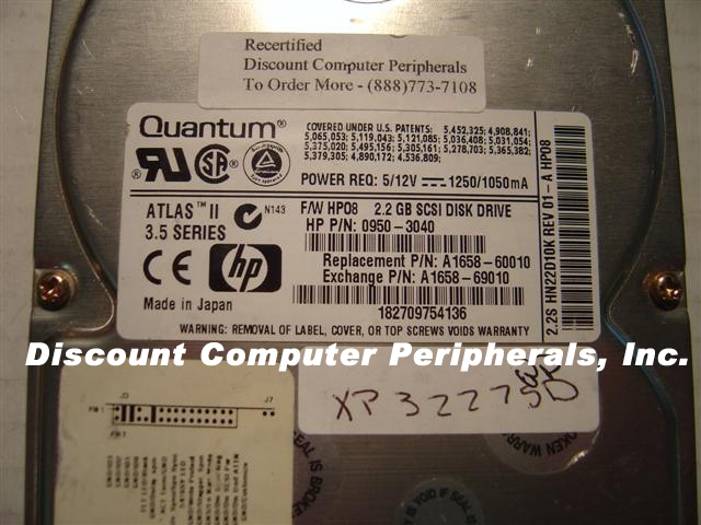 HEWLETT PACKARD A1658-60010 - 2.2GB  3.5in LP SCSI WIDE DIFF 68P