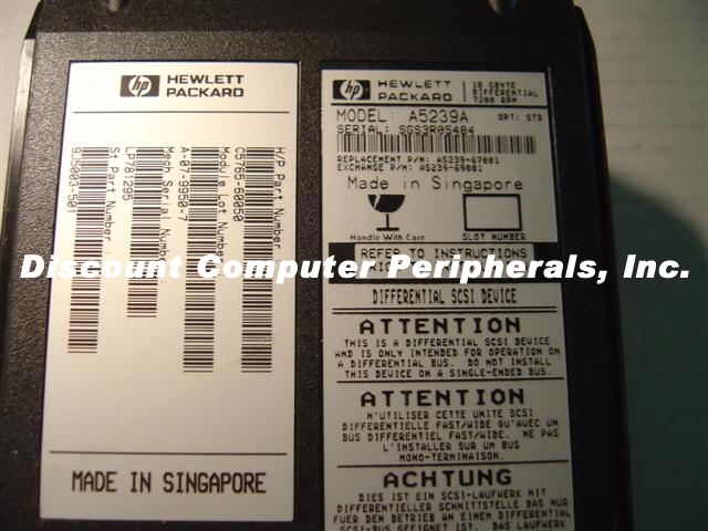 HEWLETT PACKARD A5239A - 18GB 7200RPM DIFFERENTIAL IN CASE - Cal