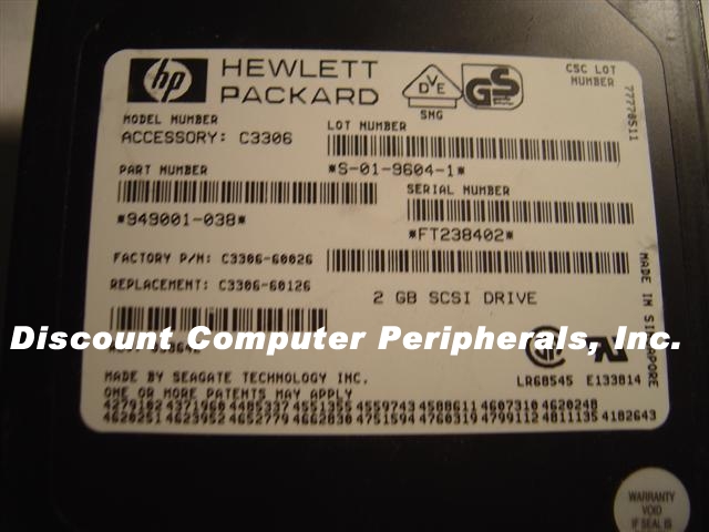 HEWLETT PACKARD C3306A - 2GB 3.5IN HH SCSI 50PIN - Call or Email