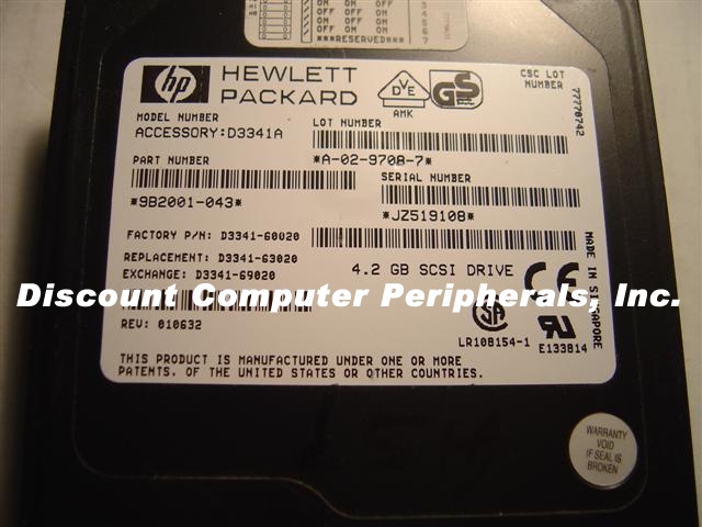 HEWLETT PACKARD D3341A - 4.2GB 3.5IN HH SCSI 50PIN ST15230N - Ca