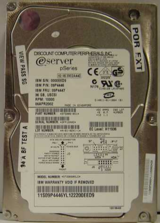 IBM 09P4446 - 36GB 3.5IN SCSI 80PIN ST336605LC - Call or Email f