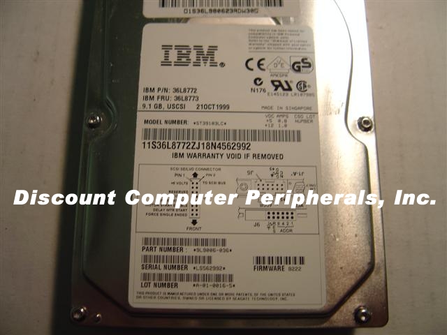 IBM 36L8772 - 9.1GB 3.5" 10K RPM SCSI 80PIN Hard Drive 37L621