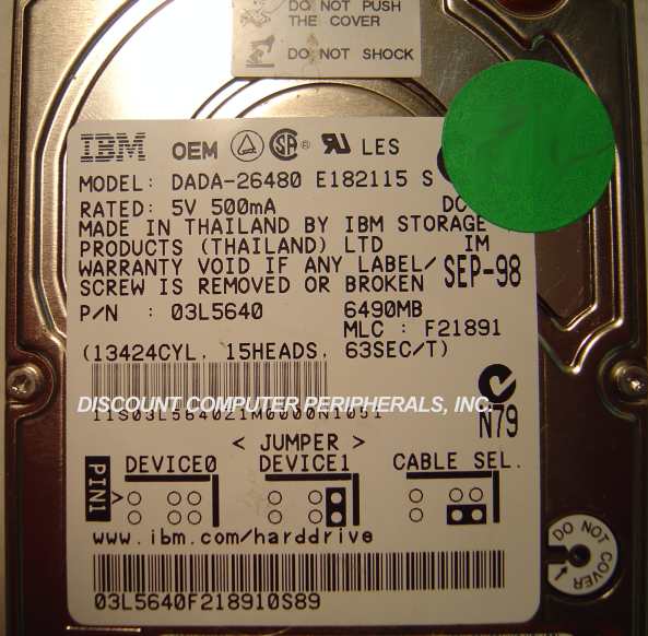 IBM DADA-26480 - 6.49gb 12.5mm IDE 2.5" Hard Drive - Call or