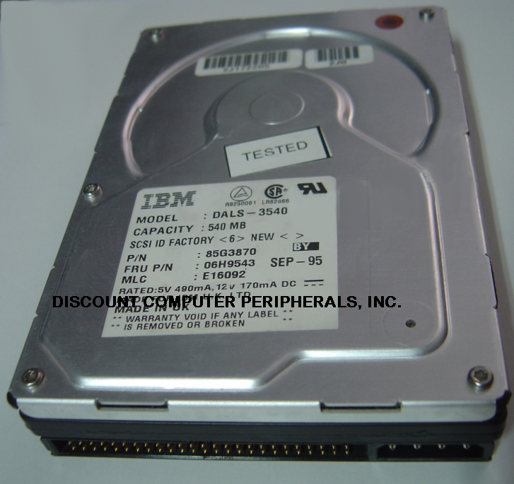 IBM DALS-3540 - 540MB 3.5IN 3H SCSI 50PIN - Call or Email for Qu