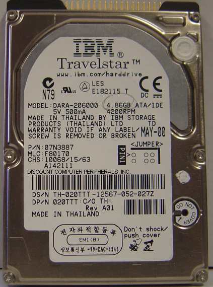 IBM DARA-206000_4GB - 4.86GB 2.5" 4200RPM IDE Hard Drive HDD