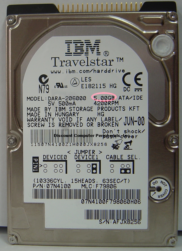 IBM DARA-206000_5GB - 5.12GB 2.5IN LAPTOP 4200RPM DRIVE - Call o