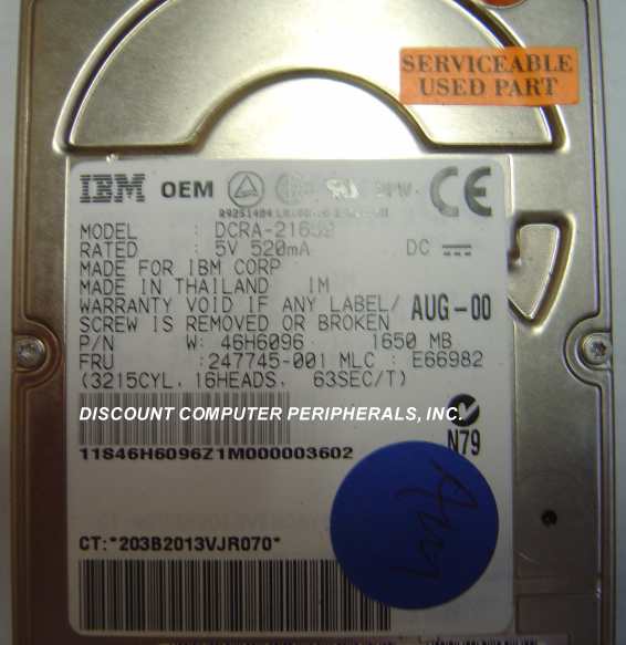 IBM DCRA-21650 - 1.6GB IDE LAPTOP DRIVE