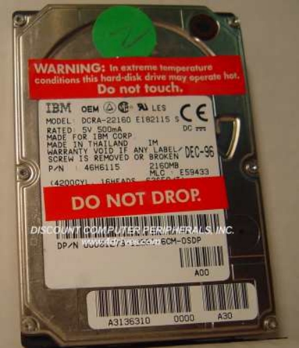 IBM DCRA-22160 - 2.1GB 4000 RPM 17MM IDE 2.5"LAPTOP DRIVE