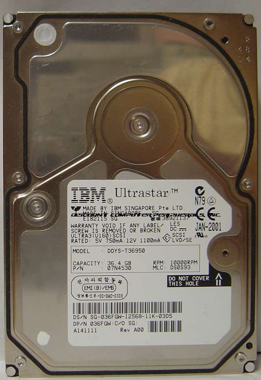 IBM DDYS-T36950 - 36.70GB 10K RPM U160 3.5 SCSI 68 PIN WIDE - Ca