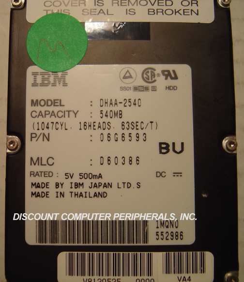 IBM DHAA-2540 - 540MB 17MM 2.5" IDE Hard Drive