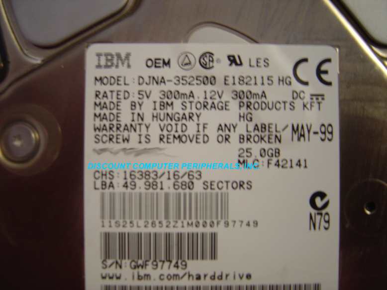 IBM DJNA-352500 - 25GB 5400RPM ATA-66 3.5IN LP IDE - Call or Ema