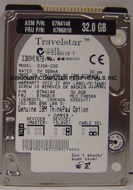 IBM DJSA-232 - 32GB 12MM 5400 RPM ATA-66 IDE 2.5IN LAPTOP DRIVE