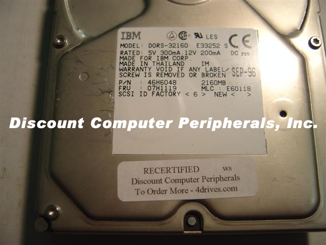 IBM DORS-32160_68PIN - 2.1GB 3.5IN SCSI 5600RPM 68PIN - Call or